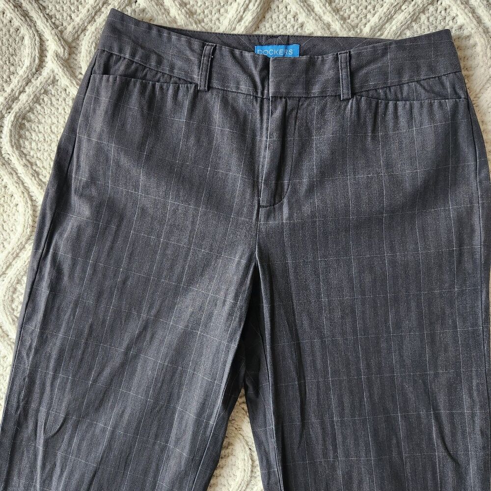 Dockers grey plaid (windowpane) Metro dress pants size 8 Med- 90s Minimalist